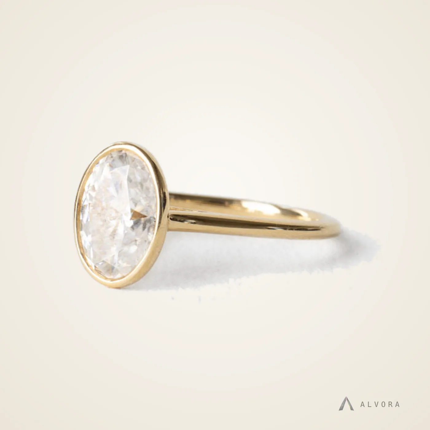 Ondine Oval Bezel, oval bezel lab-grown diamond engagement ring